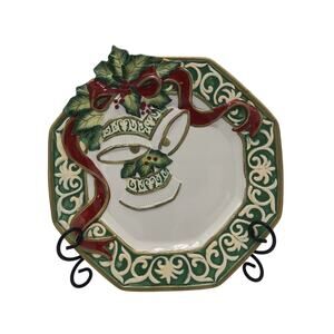 Fitz and Floyd Essentials Ceramic Christmas Bell Collectible 8 Inch Cookie Plate